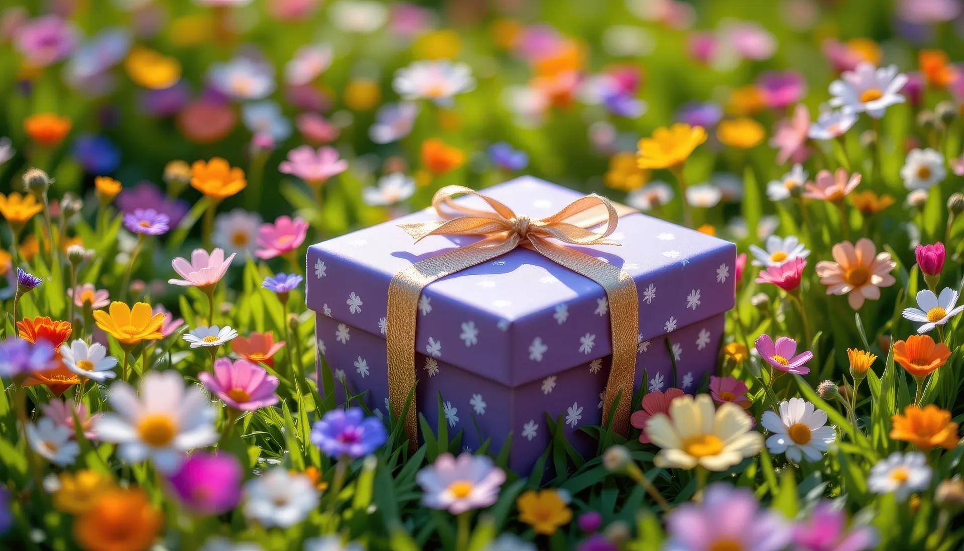 Geschenk auf Bluemwiese